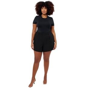 Edited by Remi Bader Womens Black High Rise Pleated Trouser Shorts Size 12 NWT